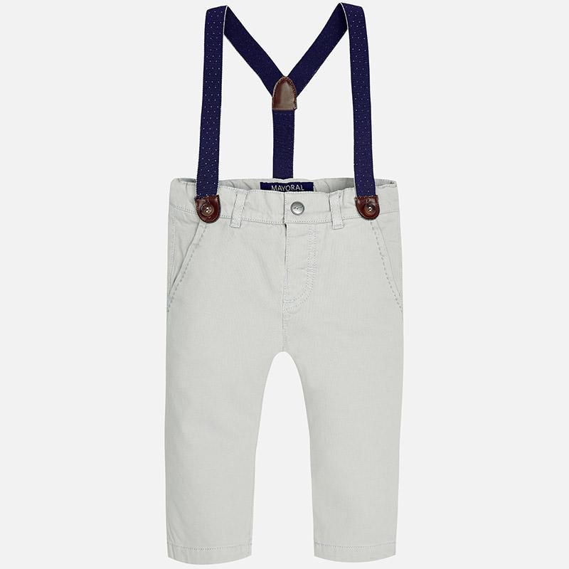 gray pants with suspenders